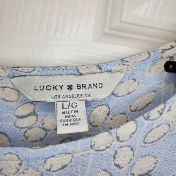 Lucky Brand Floral Lace Inset Keyhole Blouse Top Size L - Picture 5 of 8
